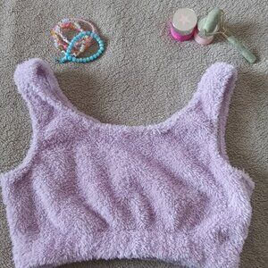 Lavender Purple Fuzzy Crop Tank Top (Unbranded, Women's XS/S) NEW WITHOUT TAGS
